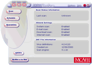 La console di McAfee VirusScan 5